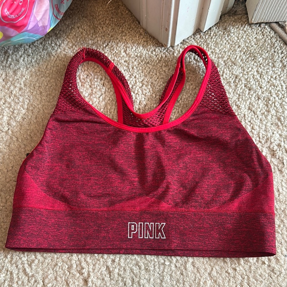 PINK Victoria's Secret Red Racerback Sports Bra